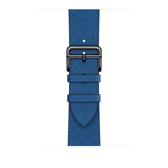 Apple Watch Hermès 45mm Silver Stainless Steel Case with H Diagonal Single Tour Bleu de France