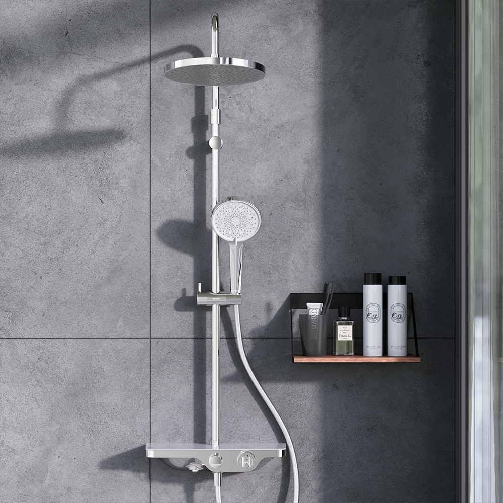 Душевая система с ванно-душевым термостатическим смесителем-полкой Damixa Apollo 947760000