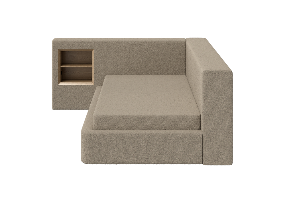 Диван-кровать Cube c нишей M (бежевый, букле)