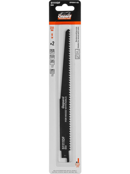 Пилка сабельная по дереву с гвоздями S1111DF (2 шт.) GEPARD