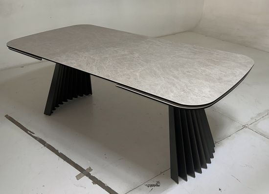 Стол ASTRID 200 TL-102 Бежевый мрамор, испанская керамика / Темно-серый каркас