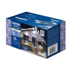 ULD-B12006-195-TTK WHITE IP44 Бахрома светодиодная с эффектом мерцания. 12м. Соединяемая. 195 светодиодов. Белый свет. Провод прозрачный. ТМ Uniel