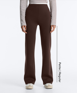 OYSHO Расклешенные брюки с высокой посадкой и эффектом неопрена, коричневый