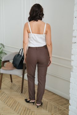 Брюки коричневые зауженные из вискозы