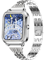 Смарт часы PARASMART Asteria i68 (блочный браслет со стразами, серебристый)