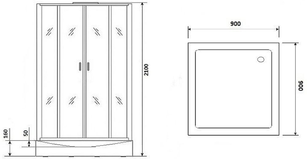 Душевая кабина Niagara Premium 90x90 NG-6901-01Q Black без гидромассажа