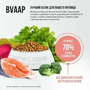 Уценка! Повр.упак./ Сухой корм BOWL WOW для стерилизованных кошек с лососем, белой рыбой и брокколи