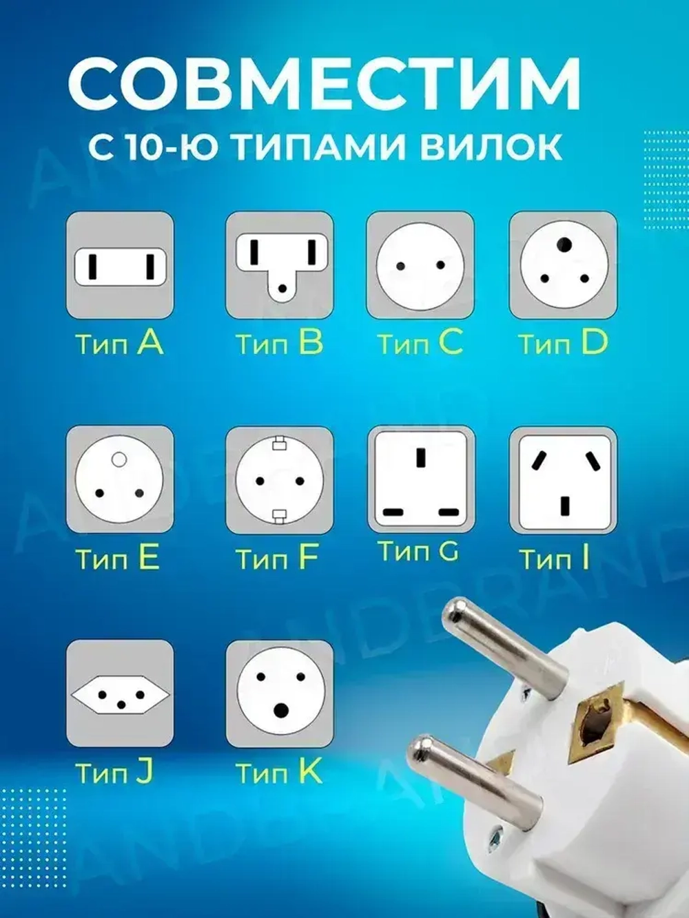 Переходник с китайской вилки универсальный на евровилку, сетевой адаптер на евро розетку