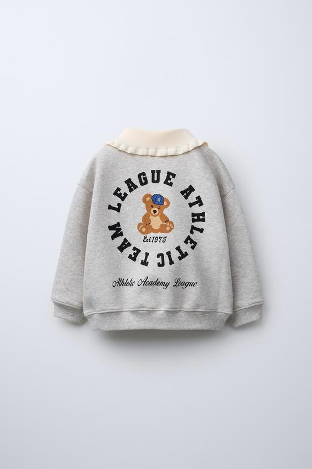 ZARA ТОЛСТОВКА С КОНТРАСТНЫМ ВОРОТНИКОМ, СЕРЫЙ С МЕЛАНЖЕВЫМ ЭФФЕКТОМ