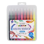 Фломастеры Basir, с мягкой кистью, в боксе, разноцветные, набор 18 шт