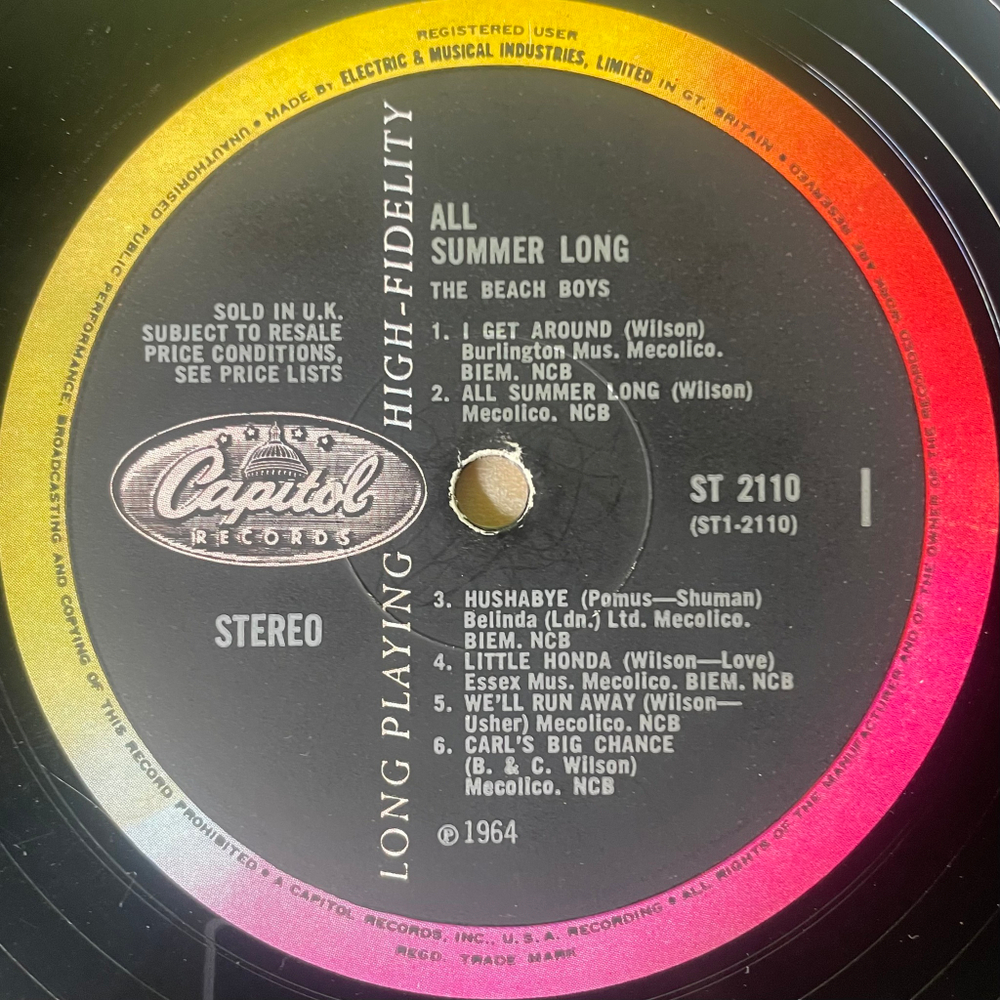The Beach Boys ‎– All Summer Long (Англия 1965г.)
