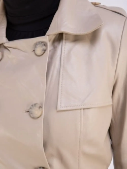 Тренч длинный кожаный с поясом плащ на весну