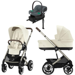 Коляска Cybex Talos S Lux TPE complete Aton B2 Steel Grey Base One 4 в 1 Seashell Beige с дождевиками