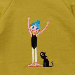 Толстовка с капюшоном "Балерина и кот"