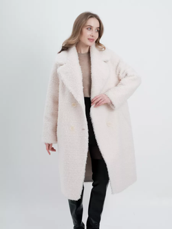 Шуба из овечьей шерсти, жемчужная, SilverFox