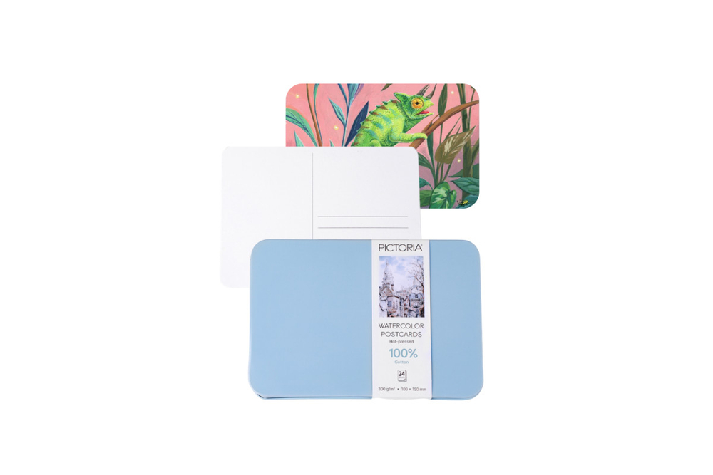 Набор открыток акварельной бумаги Pictoria, 100% хлопок, 300 гр/м.кв, 24шт., мелкозернистая, 100x150мм