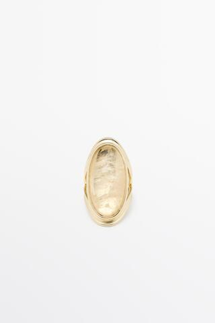 Massimo Dutti Овальное кольцо с кварцем, золотистый