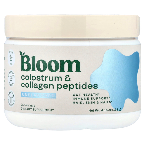 Bloom, Пептиды молозива и коллагена, без добавок, 118 г (4,16 унции)