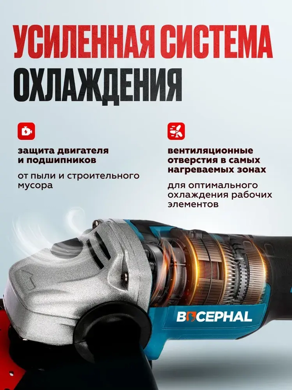 Болгарка аккумуляторная УШМ 125 мм, 48 В, 2 АКБ, бесщеточная, углошлифовальная машина, шлифмашина, в кейсе