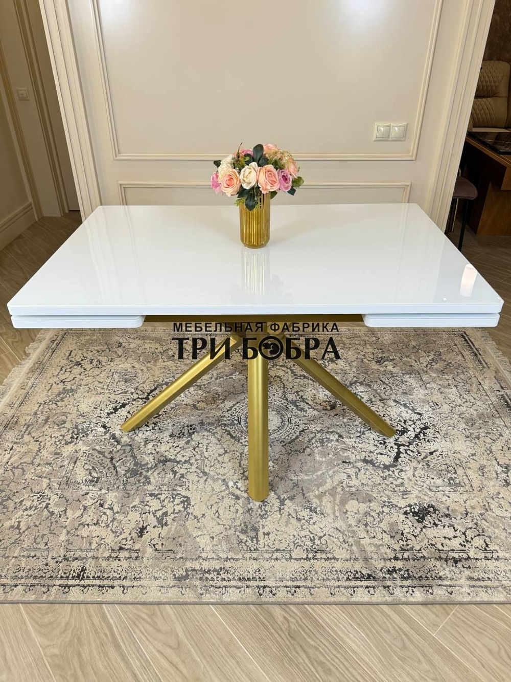 Кухонный раздвижной стол "Элит", белый