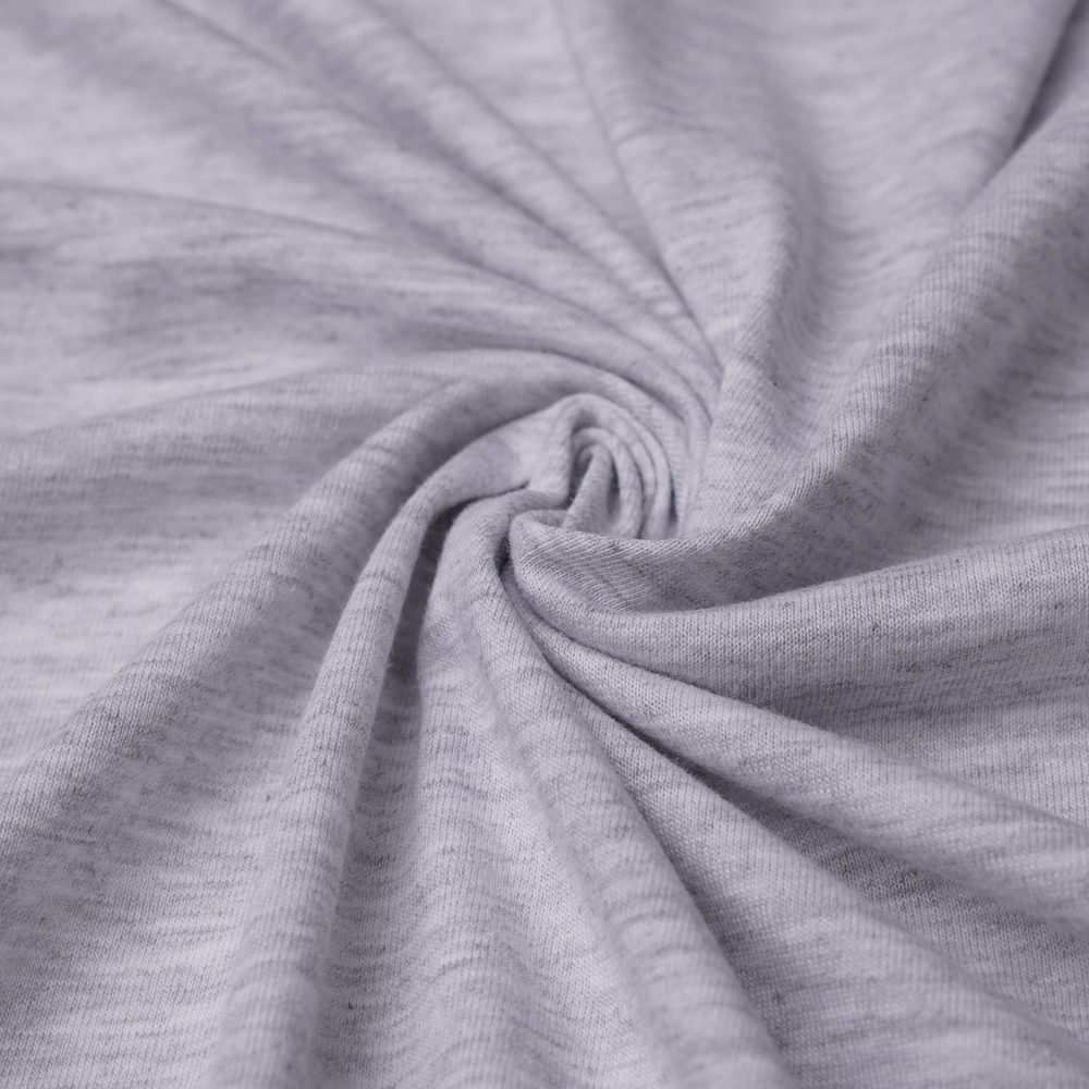 Кулирная гладь, 58% Хлопок, 34% ПЭ, 8% ПУ(эластан), 175 гр/м2, меланж св.серый (10167)