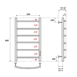 Полотенцесушитель электрический Point Афина PN04858W П6 500x800 диммер справа, белый
