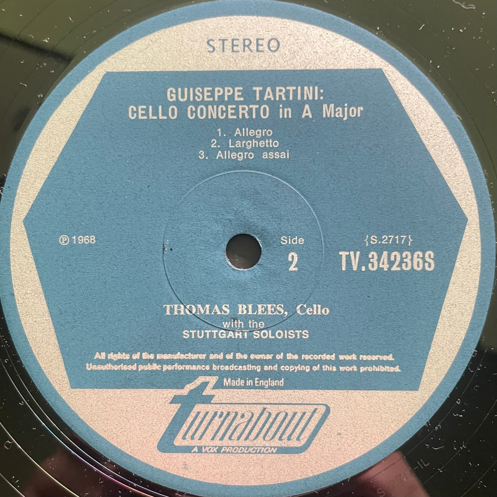 Leonardo Leo / Antonio Vivaldi / Giuseppe Tartini - Thomas Blees, Stuttgart Soloists ‎– Baroque Cello Concerti (Англия 1968г.)