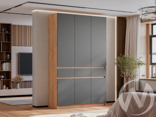 Шкаф 3-х створчатый ШК-08 Прихожая Багира (крафт/графит)