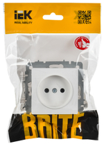 BRITE Розетка 1-местная без заземления с защитными шторками 10А РСш10-2-БрАБ арктический белый IEK
