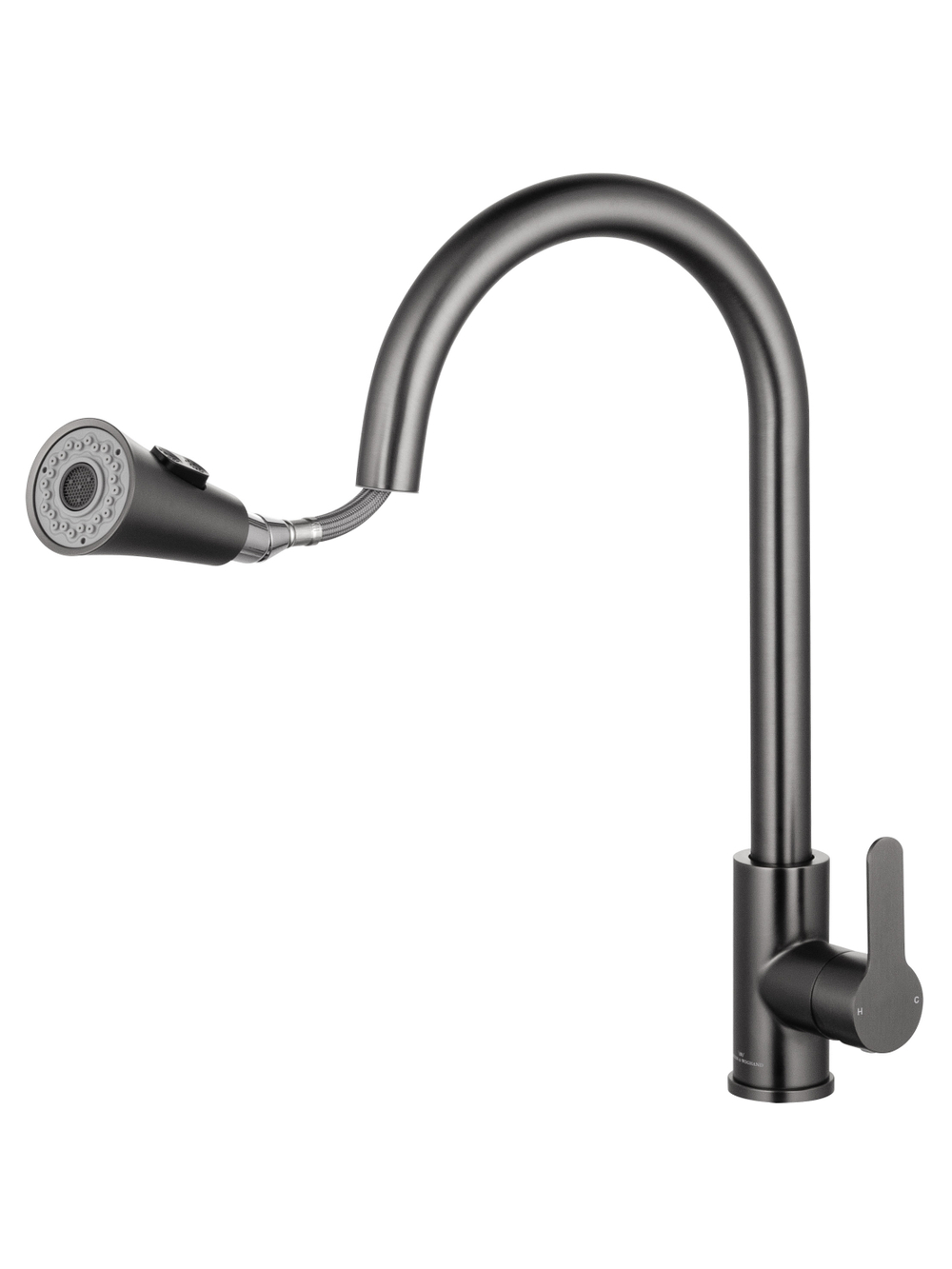 Смеситель для кухни с выдвижным изливом WONZON & WOGHAND, Темный графит (WW-121E201L-BGG)