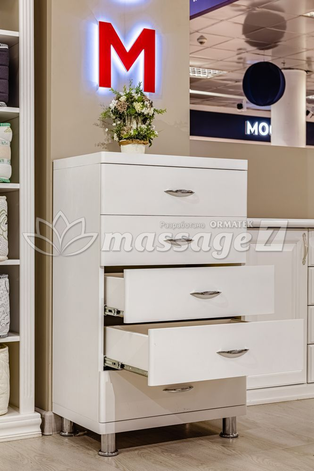 Тумба Веста 5 ящиков на хром. ножках