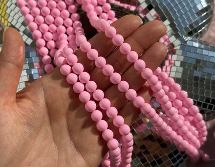 Нить бусин для украшений 8мм, "Майорка-Розовая" (имитация)