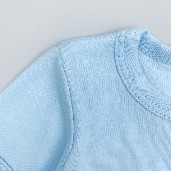 Боди хлопковое Basic с коротким рукавом Голубое