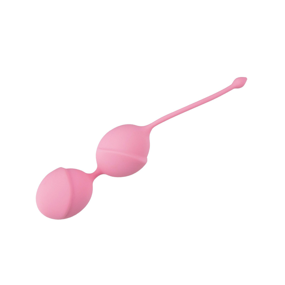 Розовые вагинальные шарики из силикона с мягким хвостиком (Цвет: розовый)