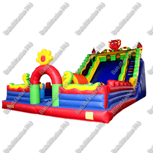 Детский надувной батут-горка "Dragons", размер 14*7*8 м
