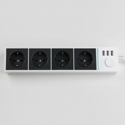 Розеточный блок + USB Werkel WL20-04-03 (белый, черный)