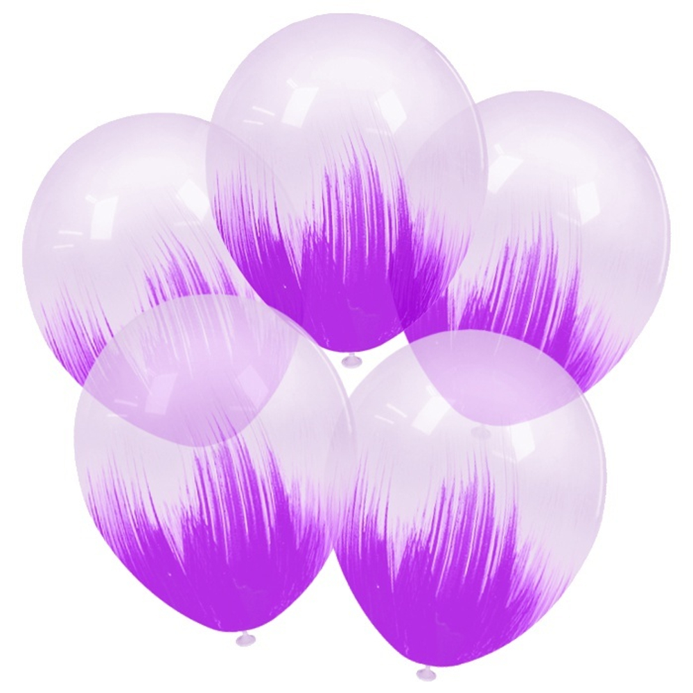 Воздушные шары Орбиталь с рисунком Сиреневый браш хрусталь, 5 шт. размер 12" #811020