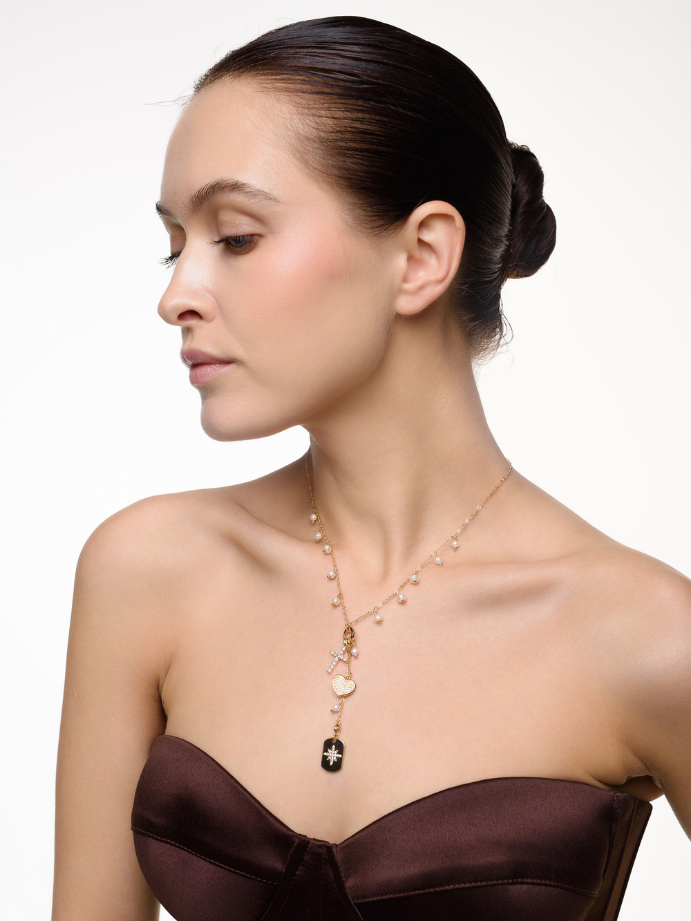 Чокер "Love cross star pearl" Gold