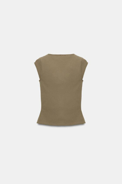 ZARA ЭЛАСТИЧНЫЙ ТОП-КОРСЕТ, ТЕМНЫЙ ХАКИ