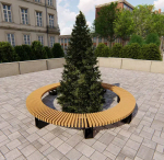 Садово-парковая скамейка «Сити» брус 30х60, сосна, круг 9425мм, тик