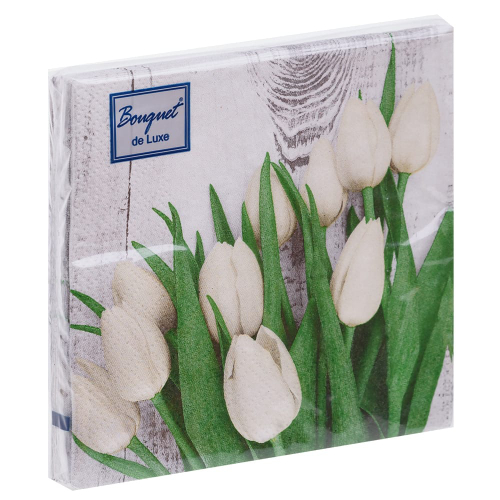 Салфетки бум DESNA BOUQUET ECO-FRIENDLY 33*33 3сл Белые тюльпаны (20л)
