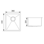 Кухонная мойка, 380x440x220 мм, 1 чаша