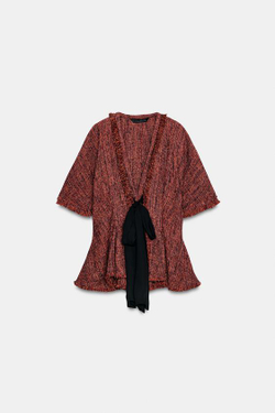 ZARA ТОП С БАСКОЙ И БАХРОМОЙ — ZW COLLECTION, ОРАНЖЕВЫЙ