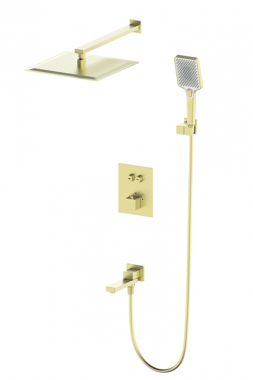 Душевая система с термостатом встраиваемая WONZON & WOGHAND, Брашированное золото (WW-88929003-BG)