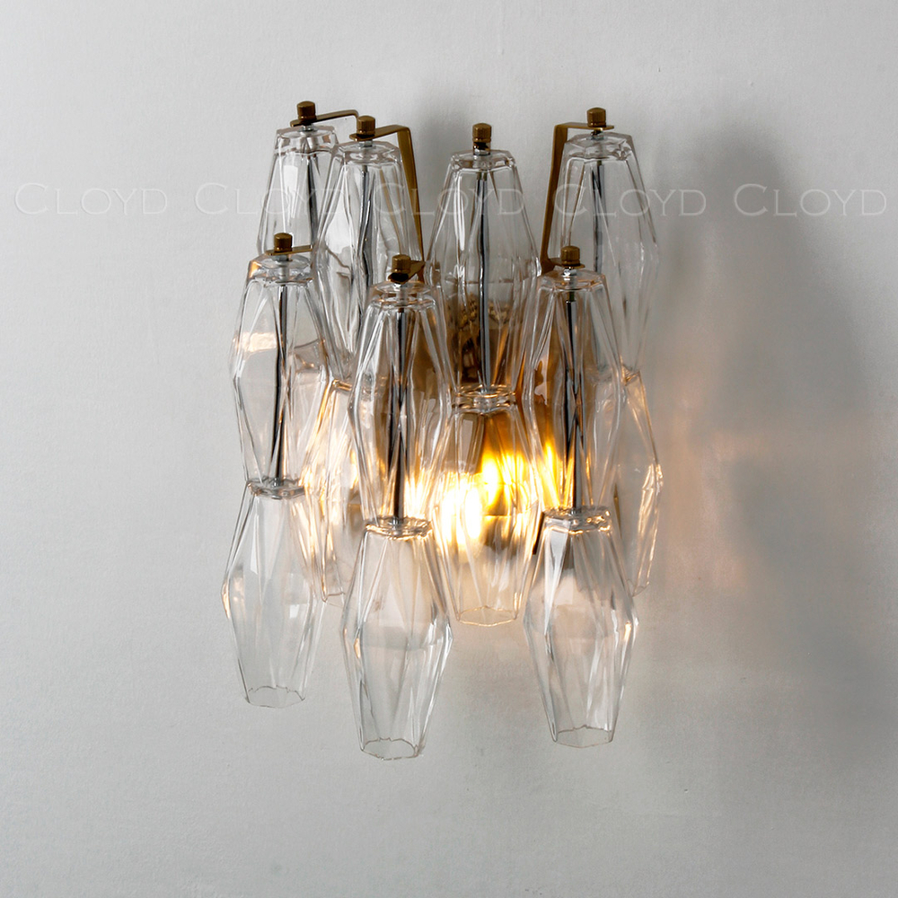 Бра Cloyd CALCUTTA W2 / выс. 37 см - латунь - прозрачн.стекло (арт.20485)