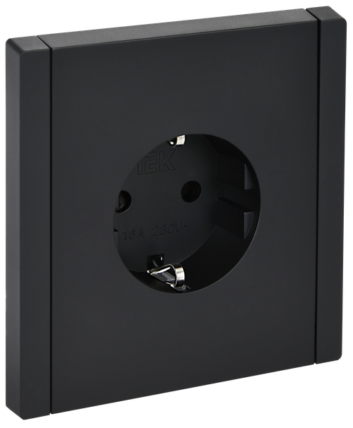 FORTE&PIANO Розетка 1-местная с заземлением с защитными шторками винтовое крепление 16А FP115 черный IEK
