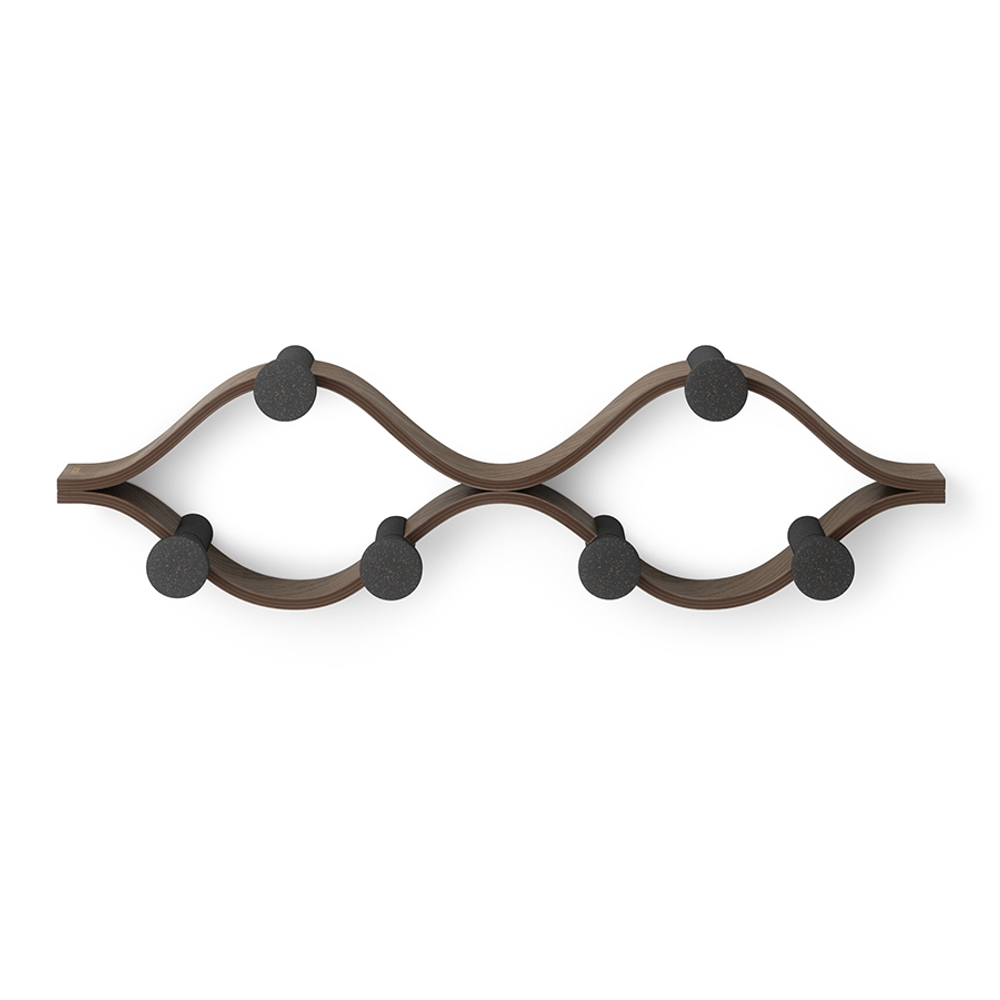 Вешалка настенная Montage, 6 крючков, черный/орех