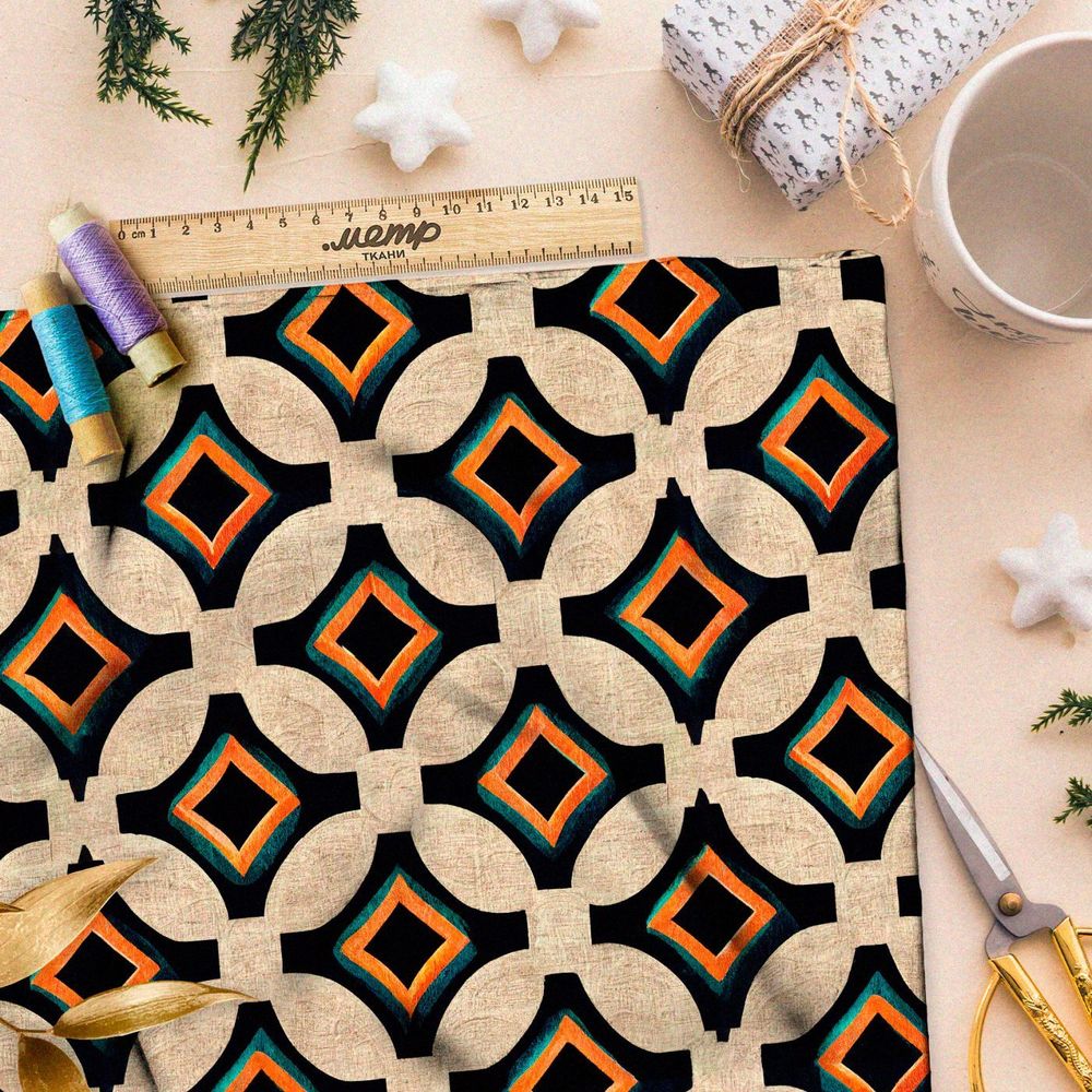 Ткань премиум шифон геометрический орнамент