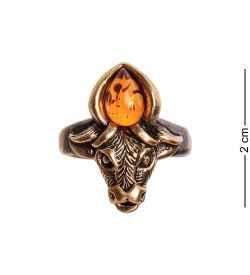 AM-2658 Кольцо «Бык» (латунь, янтарь)