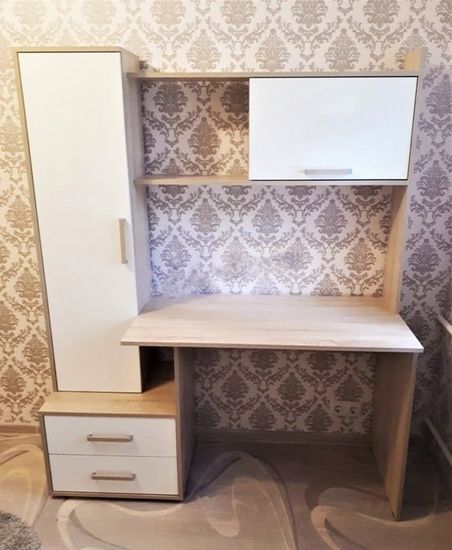 Стол письменный  КВАРТЕТ-9 дуб сонома / белый с тиснением поры дерева